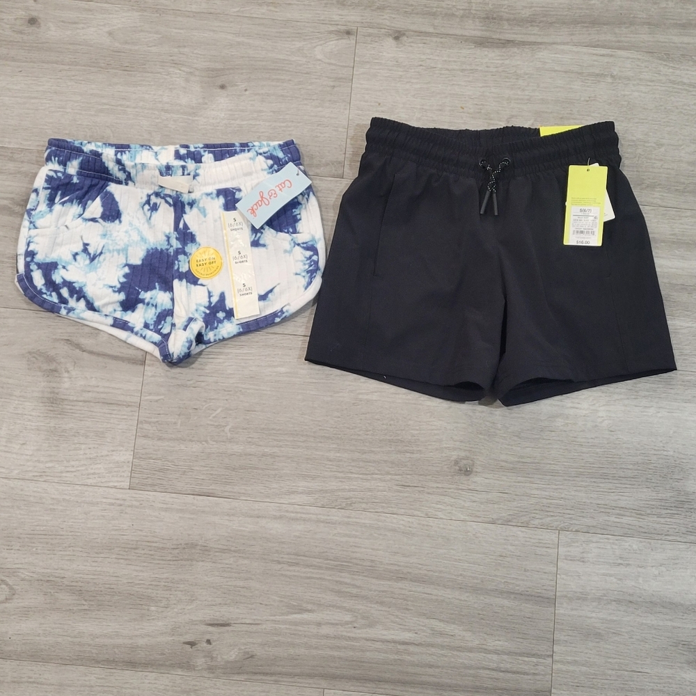 Tie-Dye and Black Shorts Set For Girls.